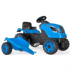 Pedálový traktor Farmer XL modrý s vozíkom