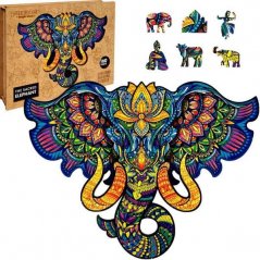 Drevené farebné puzzle - Sacred Elephant