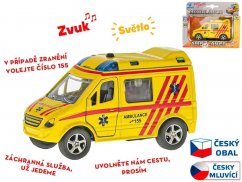 Auto ambulance 11cm kov zpětný chod česky mluvící se světlem