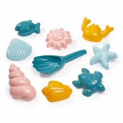 Pelle en forme de coquillage et 8 moules à sable
