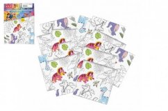 Serviettes de table à colorier 12 pcs dinosaures en plastique dans un sac 30x42x1cm