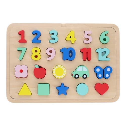 Petit Collage Insert puzzle avec chiffres et formes multilingue