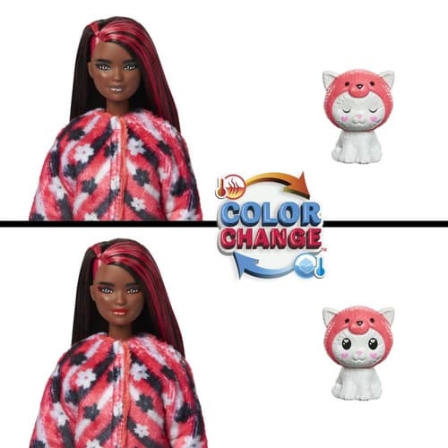 Barbie CUTIE REVEAL BARBIE V KOSTÝMU - KOTĚ V ČERVENÉM KOSTÝMU PANDY