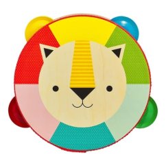 Petit Collage Tambourin en bois lion