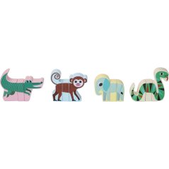 Vilac Puzzle magnetic din lemn Animale din junglă
