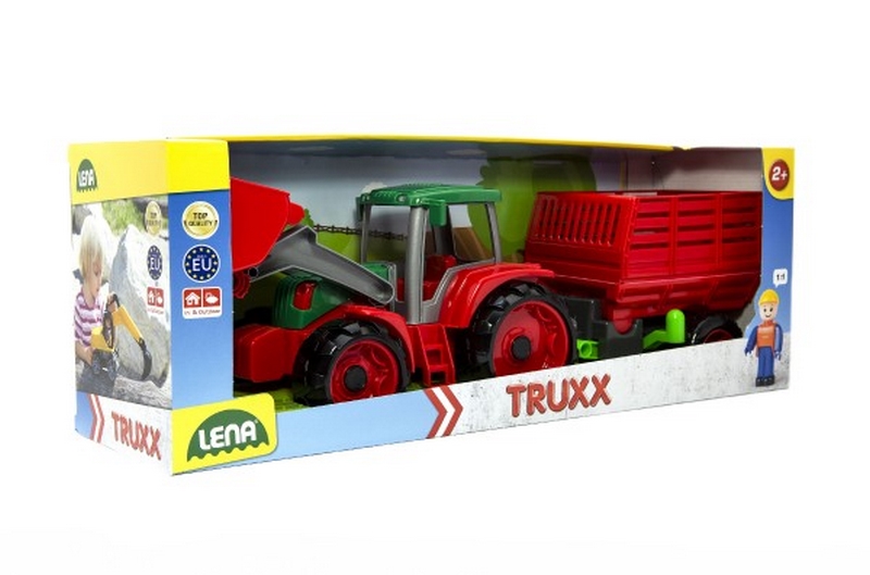 Lena 4428 Truxx Tracteur chargeur avec remorque à foin avec figurine