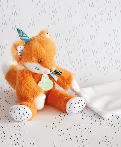 Coffret cadeau Doudou Tiwipi - renard en peluche avec couverture 21 cm