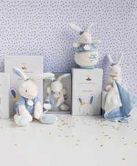 Doudou Set de regalo - Juguete con chupete conejo 15 cm azul