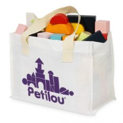 Le Toy Van Petilou Kolorowe klocki w bawełnianej torbie 60 szt.