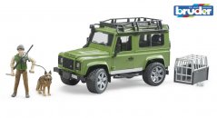 Bruder 2587 Land Rover Defender, figurka myśliwego i psa