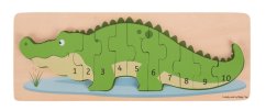 Bigjigs Toys Inserare puzzle crocodil cu numere