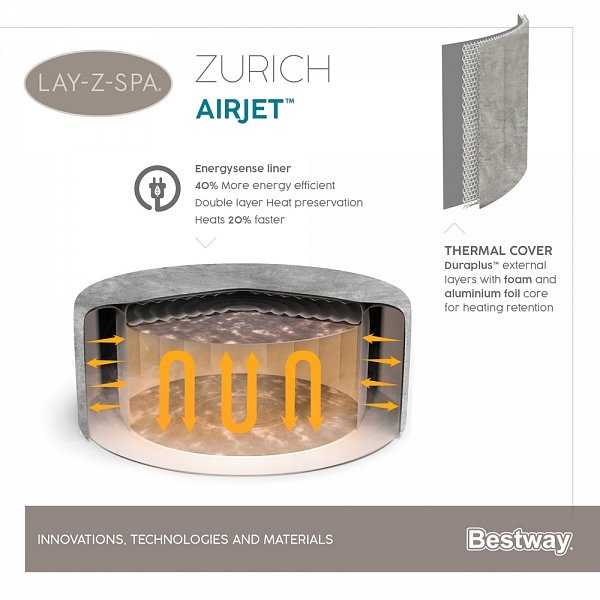 Vířivka Bestway Zurich AirJet Lay-Z-Spa, 180x66cm