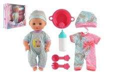 Păpușă bebeluș 25cm corp solid cu accesorii în cutie 30x27x8cm