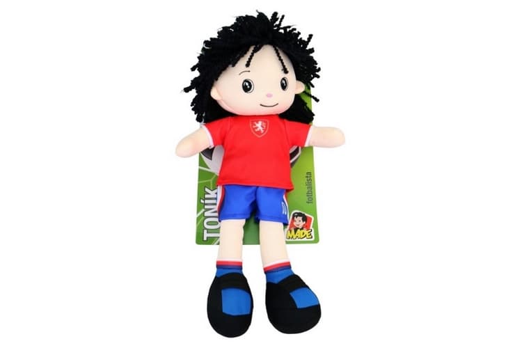Textilní panenka Toník-fotbalista 40 cm, český hlas