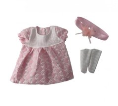 Plejo Oblečení pro panenku 40 - 43 cm růžové šaty s čelenkou