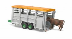 Bruder 2227 Remorque de transport d'animaux avec figurine de vache