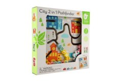 Puzzle/labyrinthe éducatif Ville/Recyclage 2en1 en bois 30x30cm en boîte
