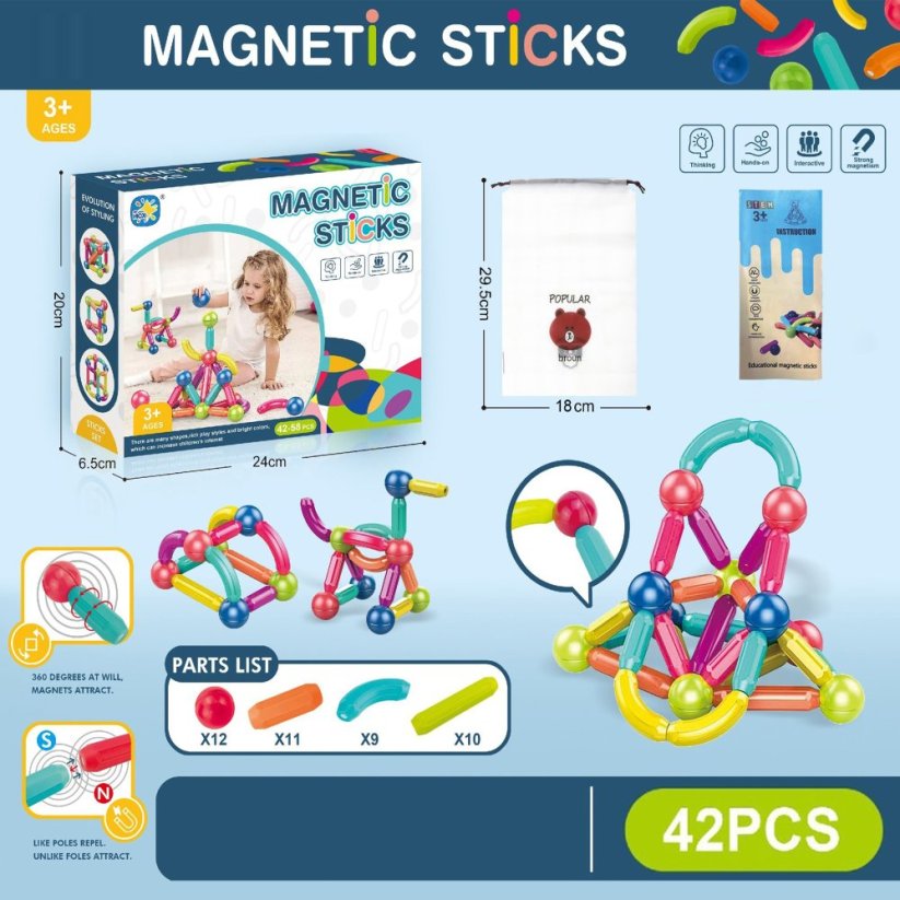 Magnetická stavebnice 42 ks