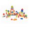 Blocuri de construcție din lemn 100pcs + puzzle în găleată de hârtie