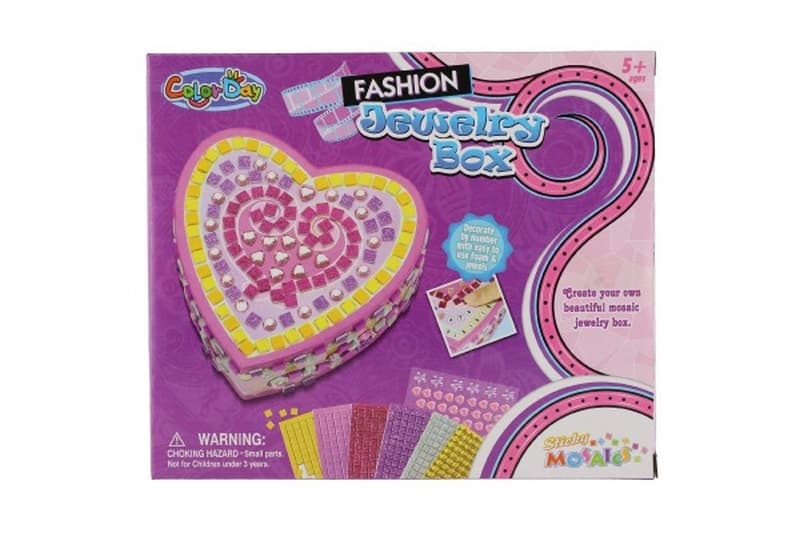 Kreatywne pudełko na biżuterię z zestawem serc z mozaiką i akcesoriami w pudełku
