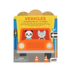 Carte de colorat Petit Collage cu autocolante pentru vehicule