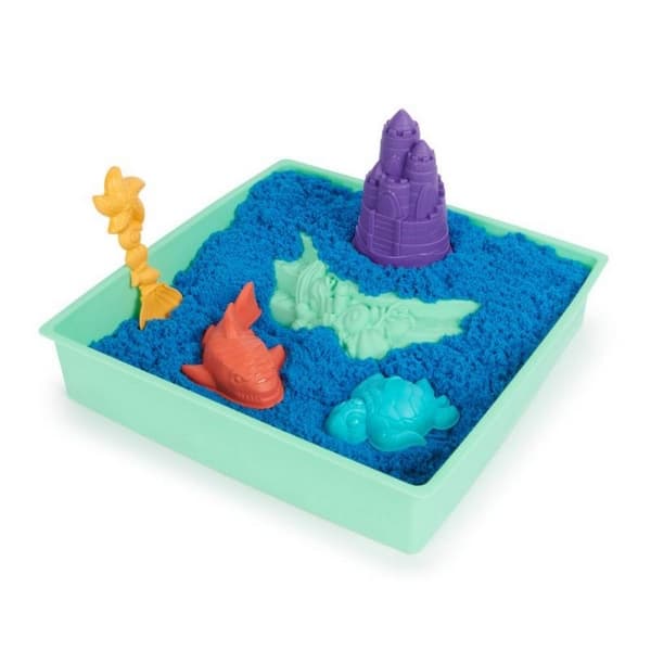 Kinetic sand krabice tekutého písku s podložkou modrá barva