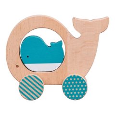 Petit Collage Baleine et baleineau sur roues