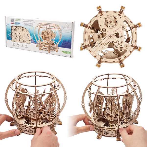 Ugears 3D din lemn mecanic puzzle mecanic Acvariu mecanic