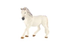 Cheval domestique blanc zoqué en plastique 13cm dans un sac