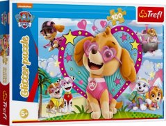 Puzzle Paw Patrol/Foot Patrol Glitter 100 pezzi 48x34cm in scatola 33x23x4cm