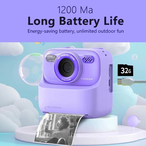 Fialový foťák s termotiskem + 32GB karta zdarma