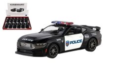 Auto Kinsmart 2024 Ford Mustang Dark Horse Policie 1:38 kov/plast 13cm na zpětné natažení 12ks v box