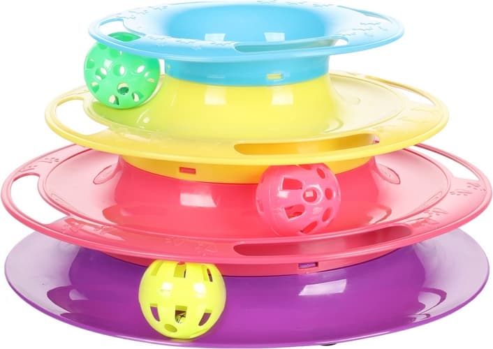 Flamingo Interaktivní hračka pro kočky Bagera s míčky 24x13cm