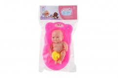 Baby doll con anatra 20 cm in vasca corpo solido in plastica in borsa