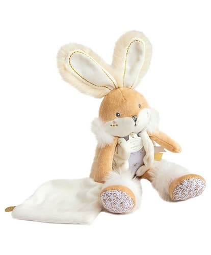 Doudou Coffret cadeau - lapin en peluche avec couverture 31 cm beige
