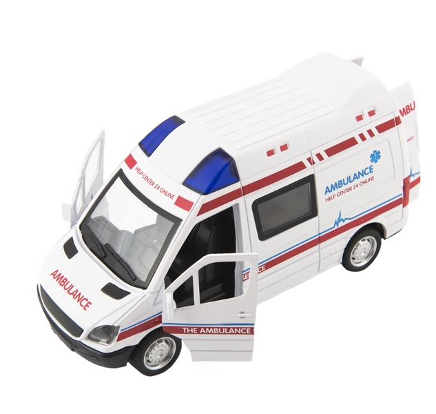 Teddies Záchranářská stanice + auto ambulance 15 cm na baterie se světlem