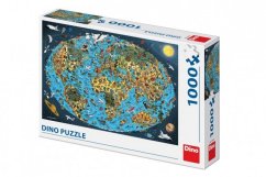 Dino Puzzle Harta lumii din desene animate 1000 piese