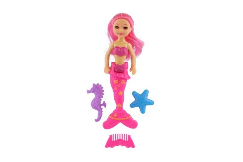 Bambola sirena con accessori in plastica 15 cm su cartoncino