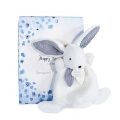 Doudou Boîte cadeau bleue - mini lapin 17 cm