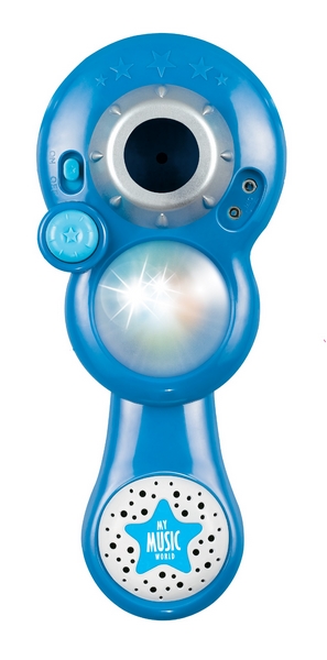 Micrófono de karaoke azul a pilas