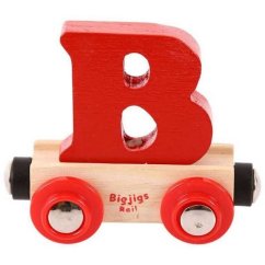 Bigjigs Rail Wagon Calea ferată din lemn pentru trenuri - litera B