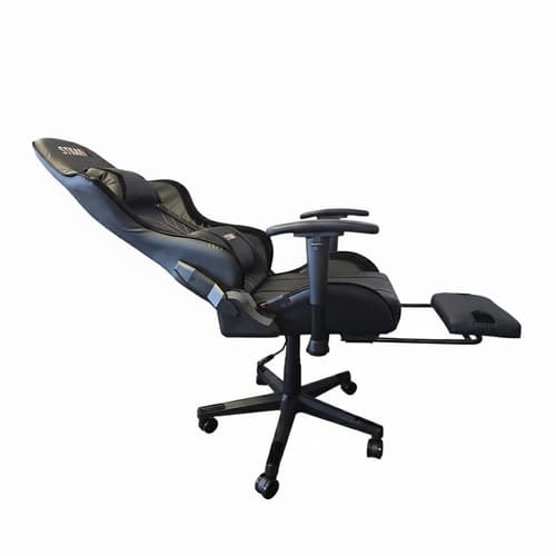 Herné masážne kreslo, čierne, s opierkou na nohy