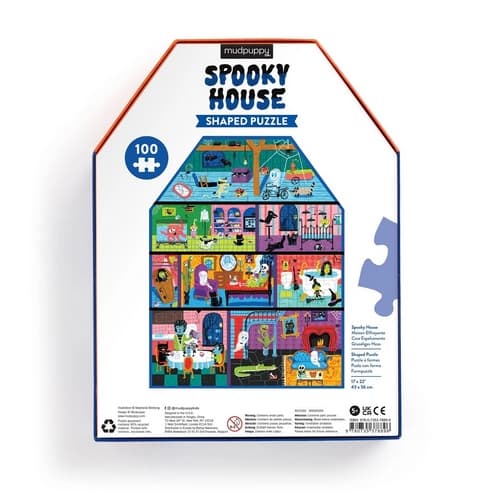 Mudpuppy Nawiedzony dom - Puzzle w kształcie domu 100 elementów