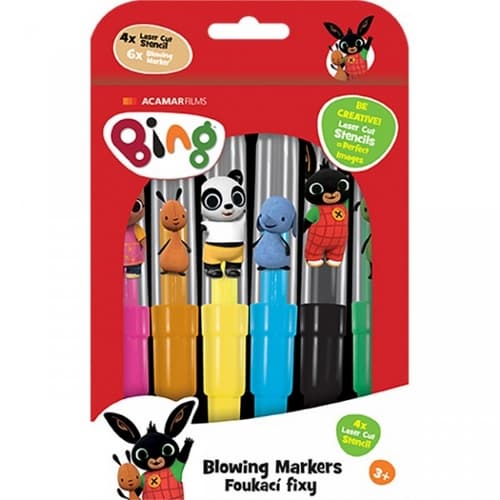 Blowing marcadores Bunny Bing 6pcs con plantillas en caja 12x19cm