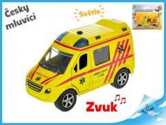 Mașină ambulanță 11cm metal inversă cehă vorbind cu lumină