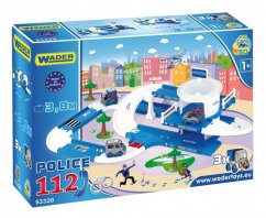 Garázs + pálya Gyerekautók 3D Rendőrség műanyag 3,8m dobozban 59x40x15cm 12m+ Wader