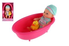 Păpușă bebeluș cu rață 22cm în cadă