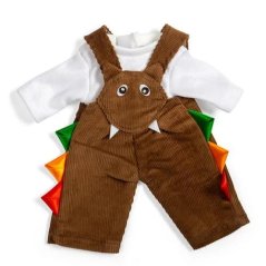 Bigjigs Toys Pantaloni maro din catifea cu bretele pentru păpușă de 28 cm