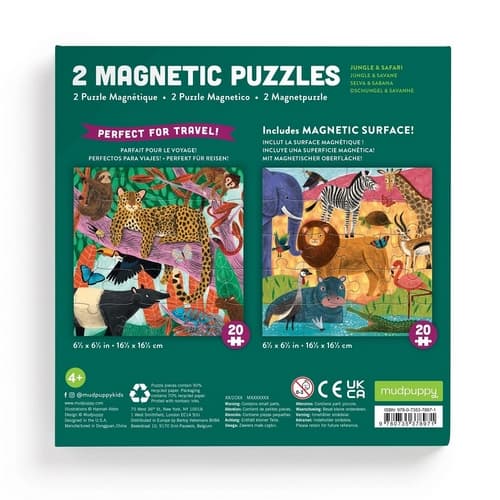 Mudpuppy Puzzle magnetic Safari și Jungla 2x20 de piese