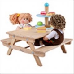 Bigjigs Toys Drewniana ławka piknikowa dla lalek